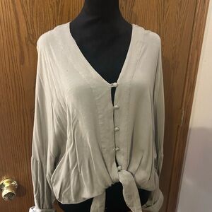 Chic Cream Button-Front Women's Blouse